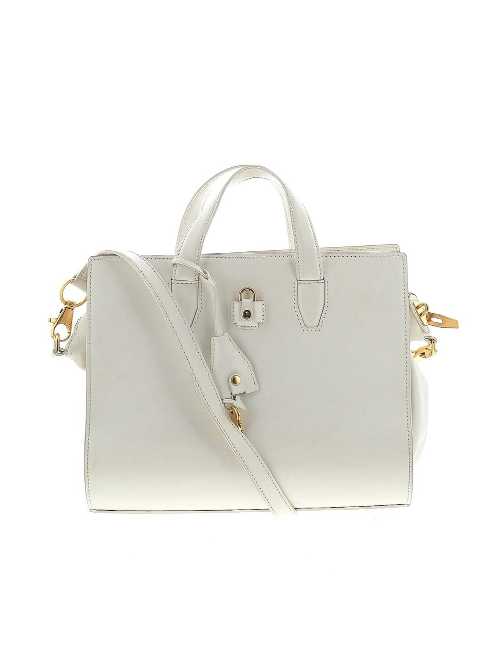 Alexander Wang White Structured Satchel with Gold Hardware